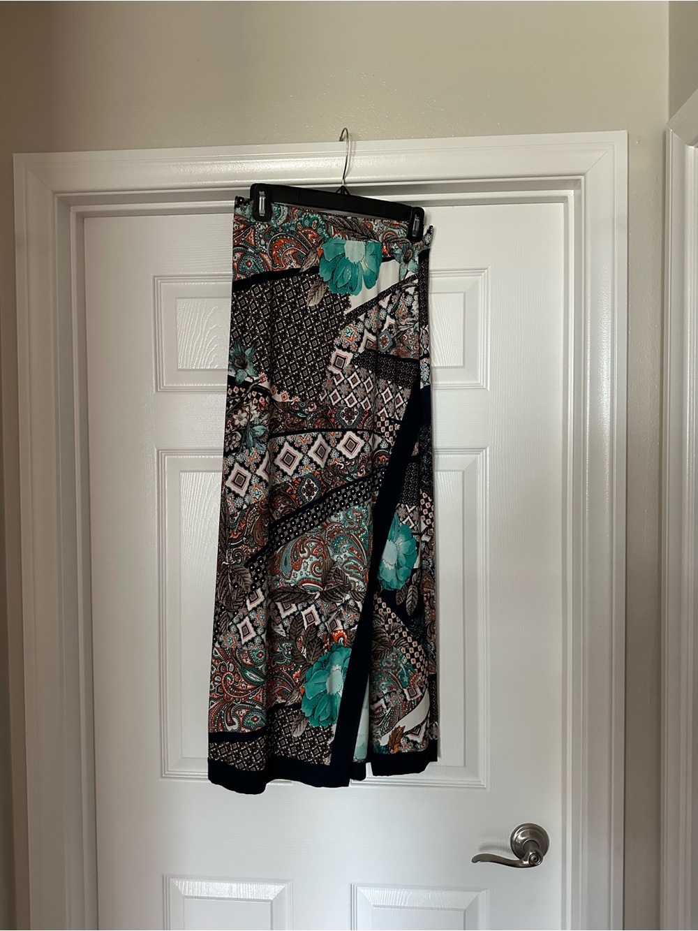 Gilli Floral Paisley Maxi Skirt in Teal, Orange, Black
